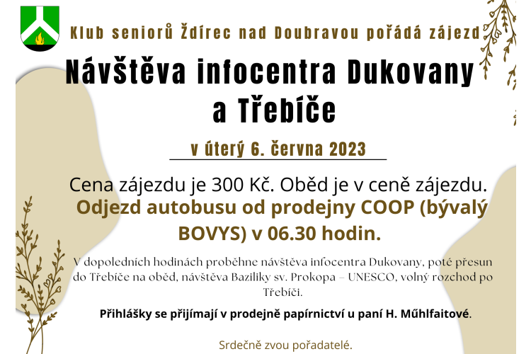 Výlet seniorů do Infocentra Dukovany a města Třebíče