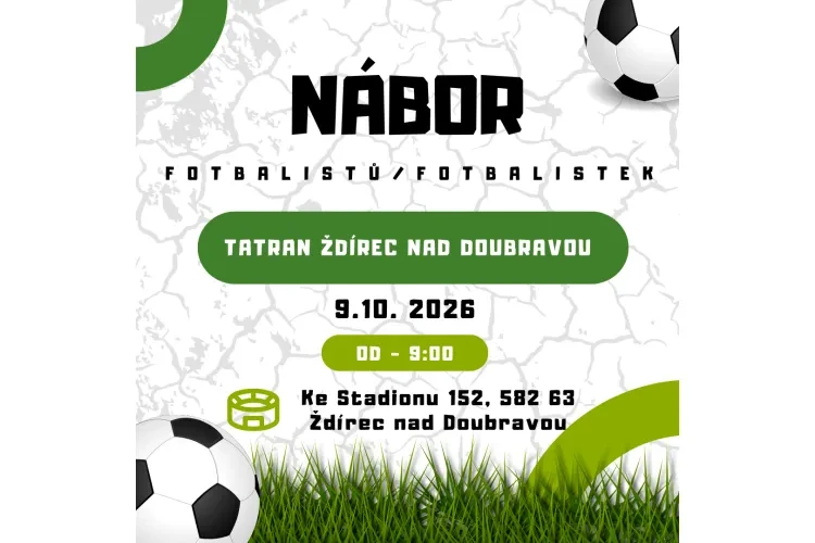 Nábor fotbalistů/fotbalistek TATRANU Ždírec n. D.