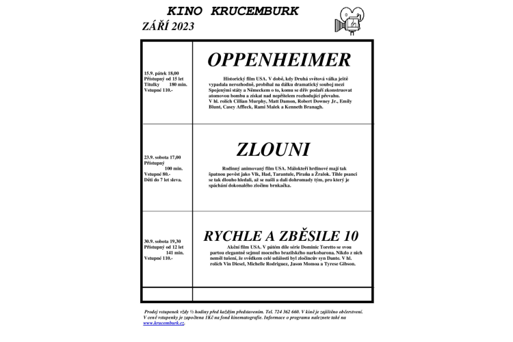 Kino Krucemburk - září