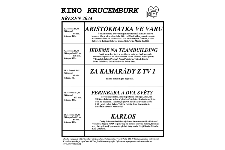 Kino Krucemburk - březen