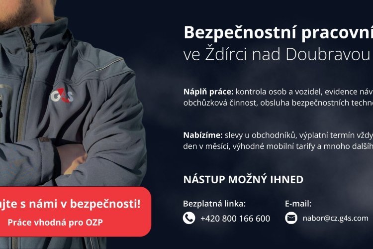 Nabídka práce od společnosti G4S Secure Solutions (CZ), a.s. na pozici "Strážný Ždírec nad Doubravou"