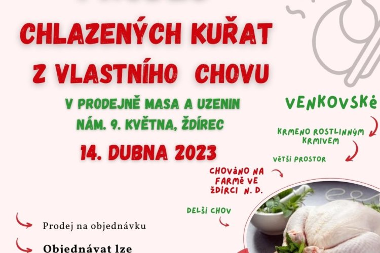 Prodej chlazených kuřat z vlastního chovu